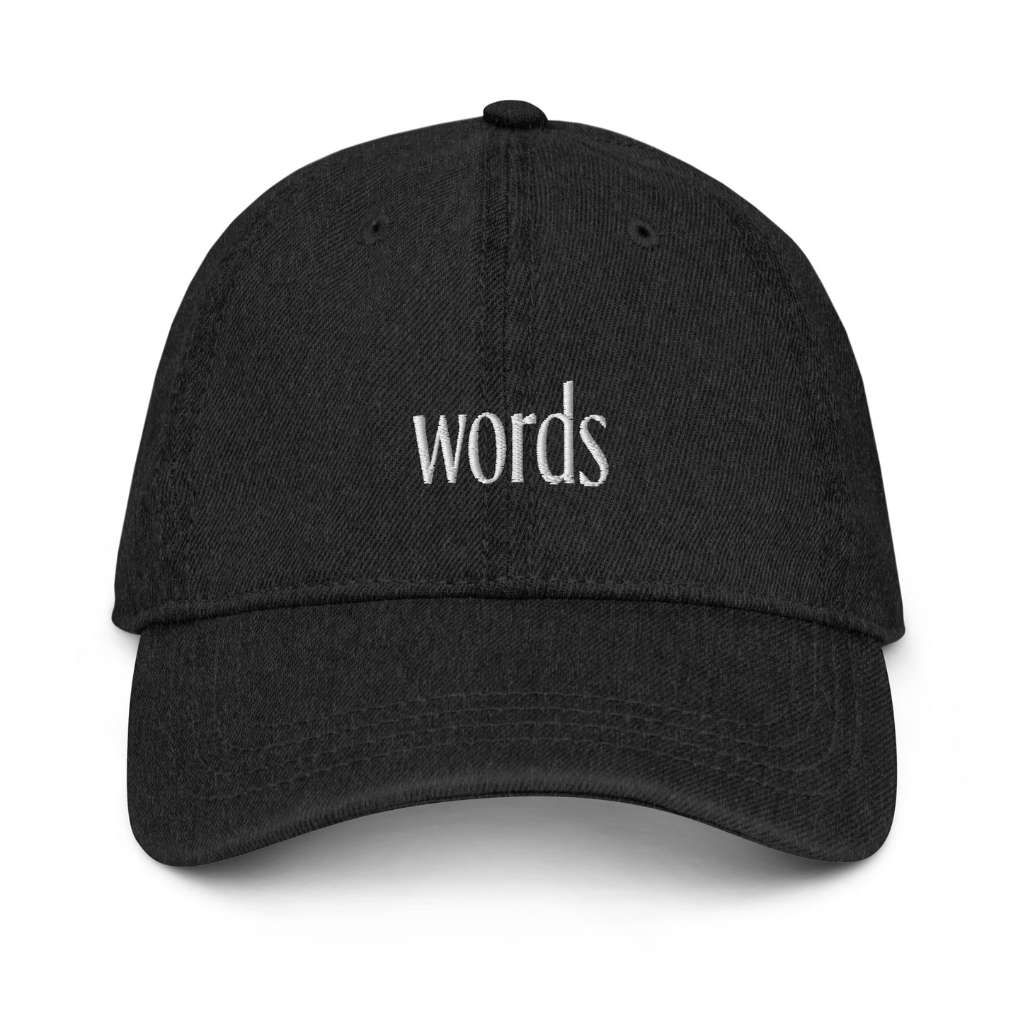 Words Black Denim Hat