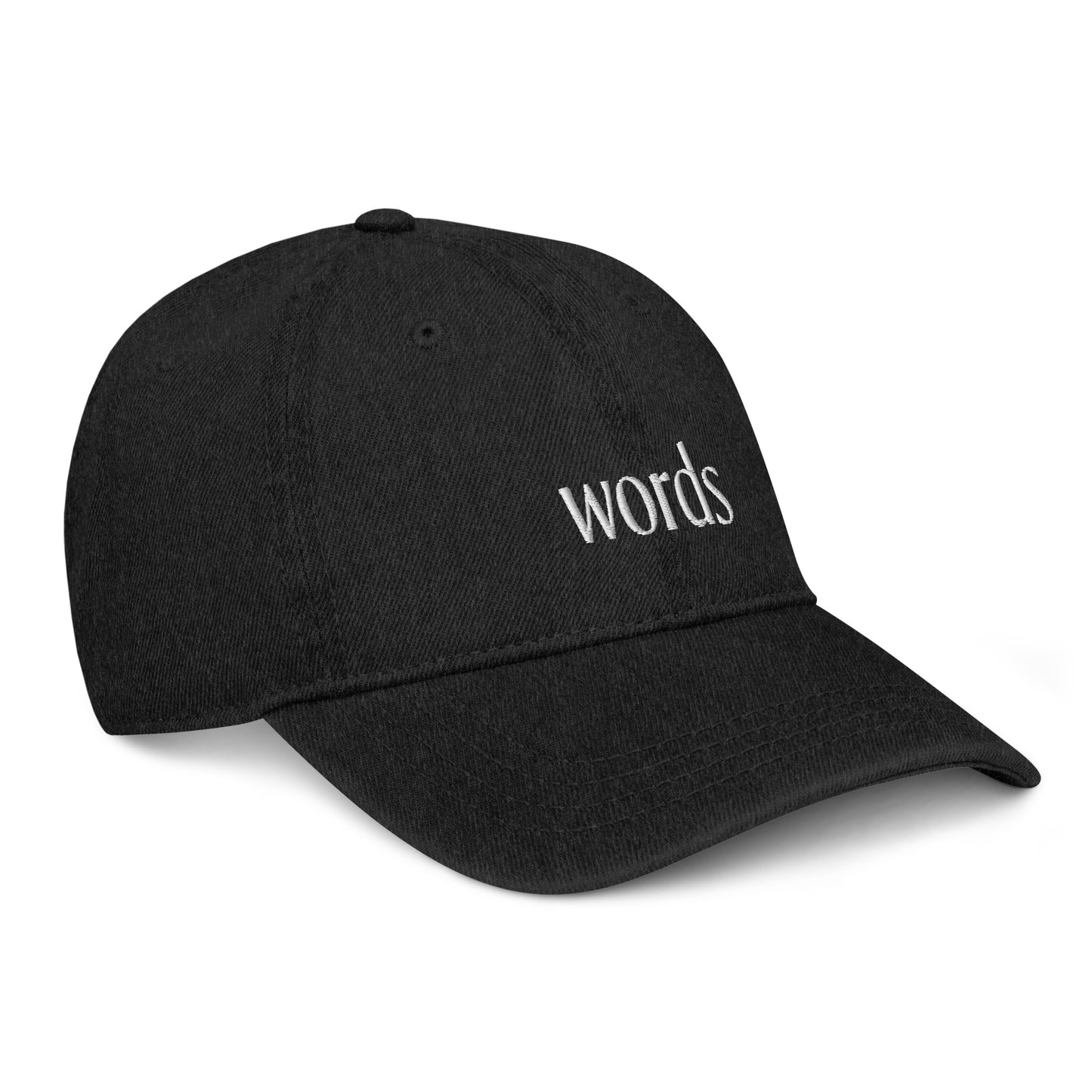 Words Black Denim Hat